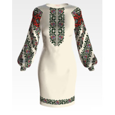 ПЛ152лМнннн Барвиста вишиванка Заготовка для вишивки - Сукня жіноча Борщівська чарівність р.42-54 льон, бежевий