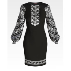 ПЛ153дЧнннн Барвиста вишиванка Заготовка для вишивки - Сукня жіноча Сокальська квіткова р.42-54 домоткане полотно, чорний