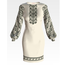 ПЛ153лМнннн Барвиста вишиванка Заготовка для вишивки - Сукня жіноча Сокальська квіткова р.42-54 льон, бежевий