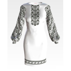 ПЛ153пБнннн Барвиста вишиванка Заготовка для вишивки - Сукня жіноча Сокальська квіткова р.42-54 габардин, білий