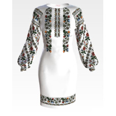 ПЛ154дБнннн Барвиста вишиванка Заготовка для вишивки - Сукня жіноча Сокальська троянда р.42-54 домоткане полотно, білий