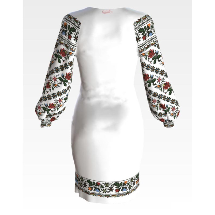 ПЛ154кБнннн Барвиста вишиванка Заготовка для вишивки - Сукня жіноча Сокальська троянда р.42-54 атлас, білий