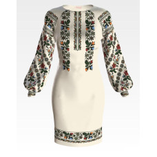 ПЛ154кМнннн Барвиста вишиванка Заготовка для вишивки - Сукня жіноча Сокальська троянда р.42-54 атлас, бежевий