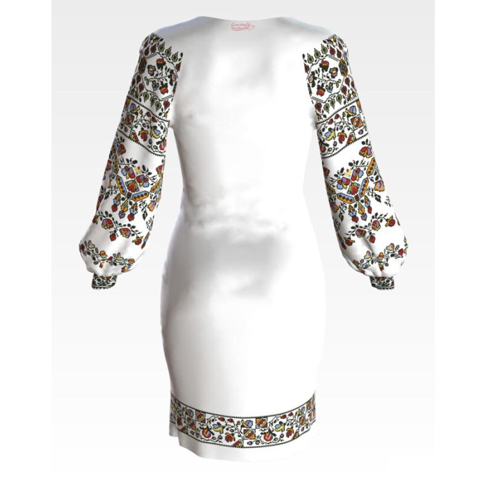 ПЛ155кБнннн Барвиста вишиванка Заготовка для вишивки - Сукня жіноча Сокальська сучасна р.42-54 атлас, білий