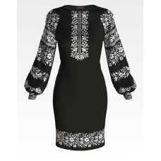 ПЛ156дЧнннн Барвиста вишиванка Заготовка для вишивки - Сукня жіноча Сокальська ніжність р.42-54 домоткане полотно, чорний