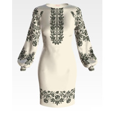 ПЛ157лМнннн Барвиста вишиванка Заготовка для вишивки - Сукня жіноча Сокальська троянда р.42-54 льон, бежевий