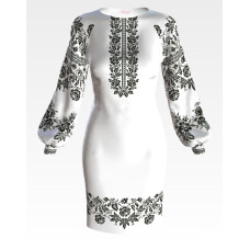 ПЛ157пБнннн Барвиста вишиванка Заготовка для вишивки - Сукня жіноча Сокальська троянда р.42-54 габардин, білий