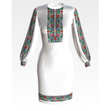 ПЛ160кБнннн Барвиста вишиванка Заготовка для вишивки - Сукня жіноча Борщівська квіткова р.42-54 атлас, білий