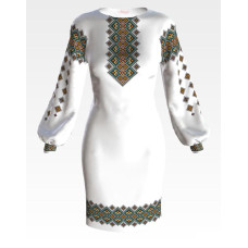 ПЛ161дБнннн Барвиста вишиванка Заготовка для вишивки - Сукня жіноча Квітуче Прикарпаття р.42-54 домоткане полотно, білий
