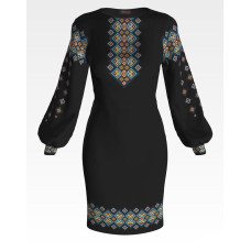 ПЛ161дЧнннн Барвиста вишиванка Заготовка для вишивки - Сукня жіноча Квітуче Прикарпаття р.42-54 домоткане полотно, чорний