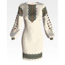 ПЛ161лМнннн Барвиста вишиванка Заготовка для вишивки - Сукня жіноча Квітуче Прикарпаття р.42-54 льон, бежевий