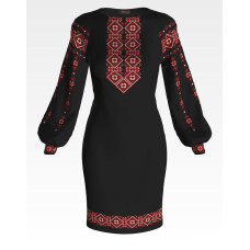 ПЛ162кЧнннн Барвиста вишиванка Заготовка для вишивки - Сукня жіноча Сучасність р.42-54 атлас, чорний