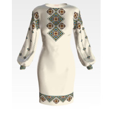 ПЛ164кМнннн Барвиста вишиванка Заготовка для вишивки - Сукня жіноча Різнобарвя р.42-54 атлас, бежевий