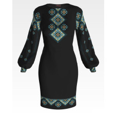 ПЛ164лЧнннн Барвиста вишиванка Заготовка для вишивки - Сукня жіноча Різнобарвя р.42-54 льон, чорний