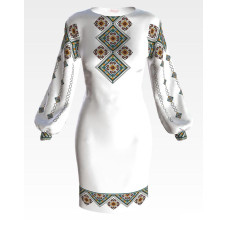 ПЛ164пБнннн Барвиста вишиванка Заготовка для вишивки - Сукня жіноча Різнобарвя р.42-54 габардин, білий