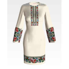 ПЛ167дМнннн Барвиста вишиванка Заготовка для вишивки - Сукня жіноча Борщівська традиція р.42-54 домоткане полотно, бежевий