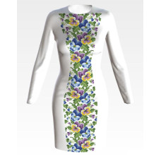 ПЛ171кБнннн Барвиста вишиванка Заготовка для вишивки - Сукня жіноча Братки р.42-54 атлас, білий