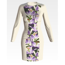 ПЛ175дМнннн Барвиста вишиванка Заготовка для вишивки - Сукня жіноча Місячні лілії р.42-54 домоткане полотно, бежевий