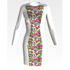 ПЛ176дБнннн Барвиста вишиванка Заготовка для вишивки - Сукня жіноча Фіалки р.42-54 домоткане полотно, білий