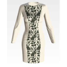 ПЛ178кМнннн Барвиста вишиванка Заготовка для вишивки - Сукня жіноча Троянди. Орнамент р.42-54 атлас, бежевий