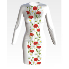 ПЛ189дБнннн Барвиста вишиванка Заготовка для вишивки - Сукня жіноча Ромашки і маки р.42-54 домоткане полотно, білий