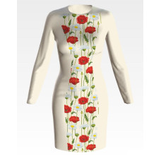 ПЛ189кМнннн Барвиста вишиванка Заготовка для вишивки - Сукня жіноча Ромашки і маки р.42-54 атлас, бежевий