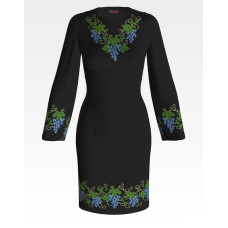 ПЛ194дЧнннн Барвиста вишиванка Заготовка для вишивки - Сукня жіноча Виноград р.42-54 домоткане полотно, чорний