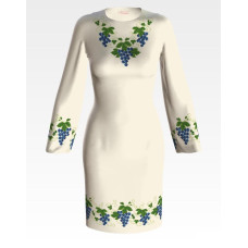 ПЛ194дМнннн Барвиста вишиванка Заготовка для вишивки - Сукня жіноча Виноград р.42-54 домоткане полотно, бежевий