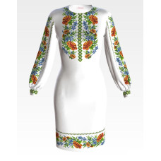 ПЛ195пБнннн Барвиста вишиванка Заготовка для вишивки - Сукня жіноча Мамині чорнобривці р.42-54 габардин, білий