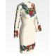 ПЛ351кМнннн Барвиста вишиванка Заготовка для вишивки - Сукня жіноча Мальви, троянди, братки р.42-54 атлас, бежевий