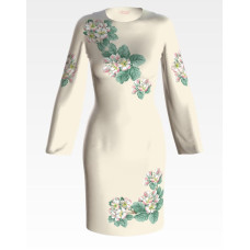 ПЛ521кМнннн Барвиста вишиванка Заготовка для вишивки - Сукня жіноча Яблуневий цвіт р.42-54 атлас, бежевий