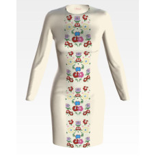 ПЛ901кМнннн Барвиста вишиванка Заготовка для вишивки - Сукня жіноча Борщівська сучасна р.42-54 атлас, бежевий