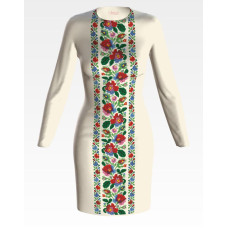 ПЛ961кМнннн Барвиста вишиванка Заготовка для вишивки - Сукня жіноча Буковинська сучасна р.42-54 атлас, бежевий