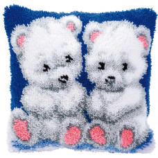 PN-0014150 Білі ведмедики (Cute Bears). Подушка. Vervaco. Набір для вишивки в килимовій техніці