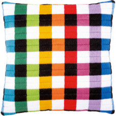 PN-0150843 Різнокольорові квадрати. Подушка. Набір для вишивки нитками. Vervaco