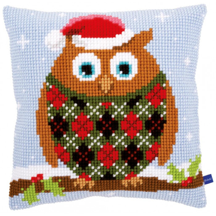 PN-0154717 Christmas Jumper Owl. Подушка. Vervaco. Набір для вишивки нитками хрестиком по малюнку на тканині