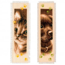 PN-0155362 Кішка і собака. Закладка. Набір для вишивки нитками. Vervaco