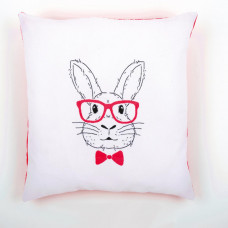 PN-0155964 Кролик в рожевих окулярах. Подушка. Набір для вишивки нитками. Vervaco