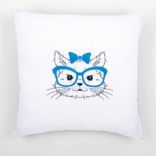 PN-0155965 Кішка у синіх окулярах. Подушка. Набір для вишивки нитками. Vervaco