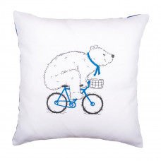 PN-0162238 Ведмідь на велосипеді. Подушка. Набір для вишивки нитками. Vervaco