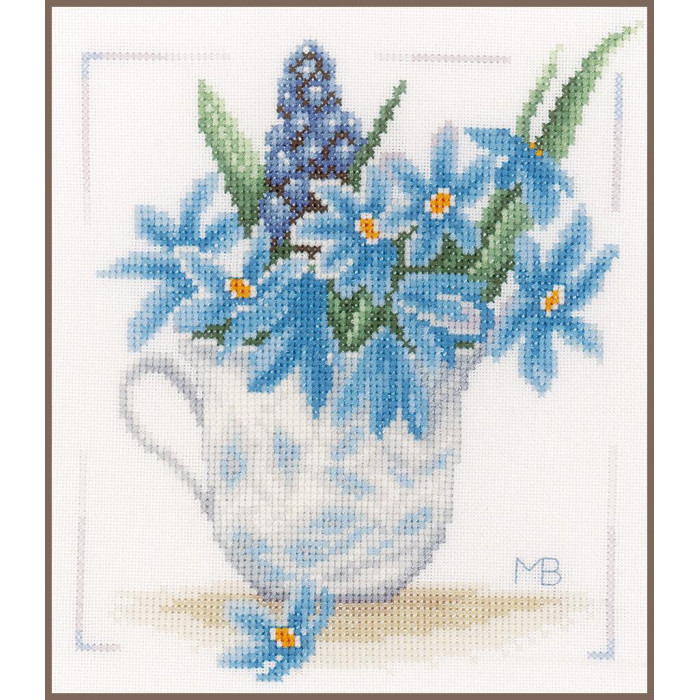 PN-0164069 Блакитні квіти. 17х20 см. LanArte. Набір для вишивки хрестиком на рівномірці