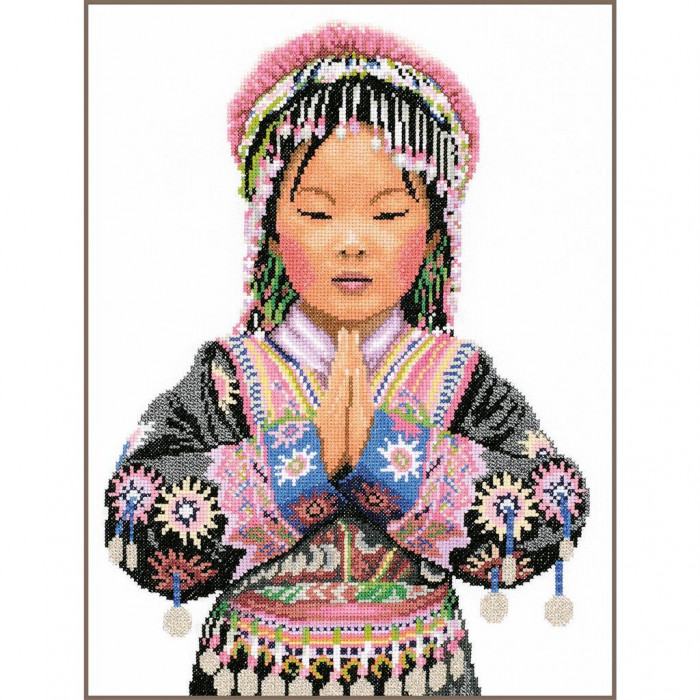 PN-0200962 Дівчина з тайського гірського племені. 29х39 см. Lanarte. Набір для вишивки хрестиком на рівномірці