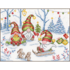 PN-0203507 Вечірка з гномами, 29х21 см. Vervaco. Набір для вишивки хрестиком на Aida 14