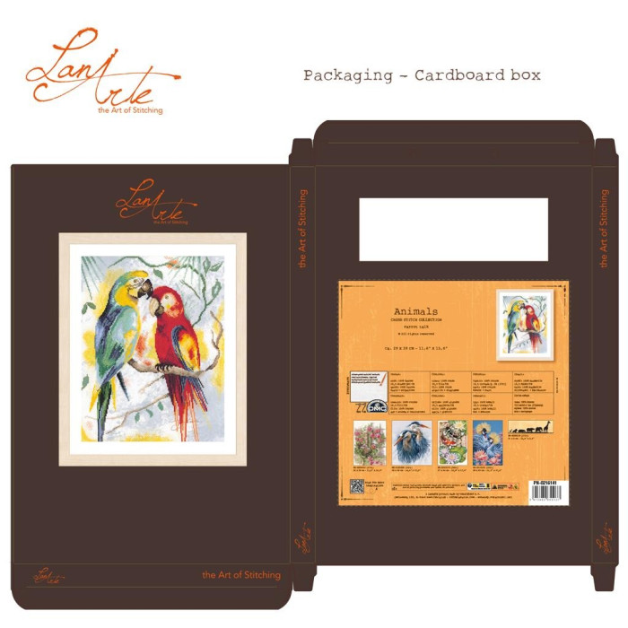PN-0216141 Lanarte Набір для вишивки рахунковим хрестиком - Розмова папуг 29x39 см, Evenweave №27