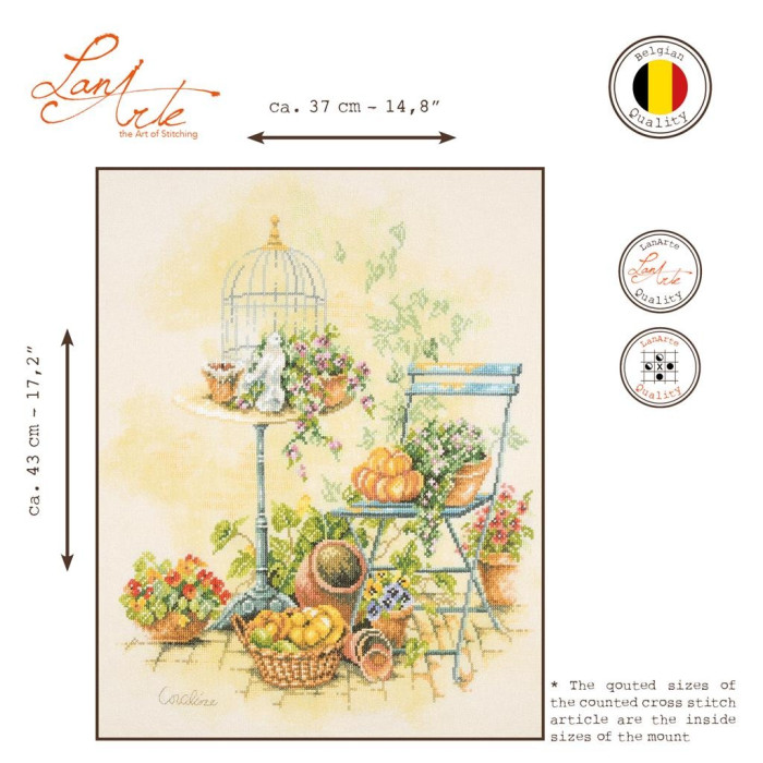 PN-0216152 Lanarte Набір для вишивки рахунковим хрестиком - Будинок та сад, Свобода від пташиної кліти 37x43 см, Evenweave №27
