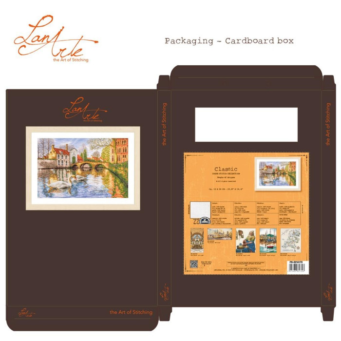 PN-0216170 Lanarte Набір для вишивки рахунковим хрестиком - Класика: Лебеді Брюгге 52x36 см, Evenweave №27