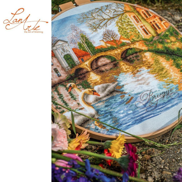 PN-0216170 Lanarte Набір для вишивки рахунковим хрестиком - Класика: Лебеді Брюгге 52x36 см, Evenweave №27