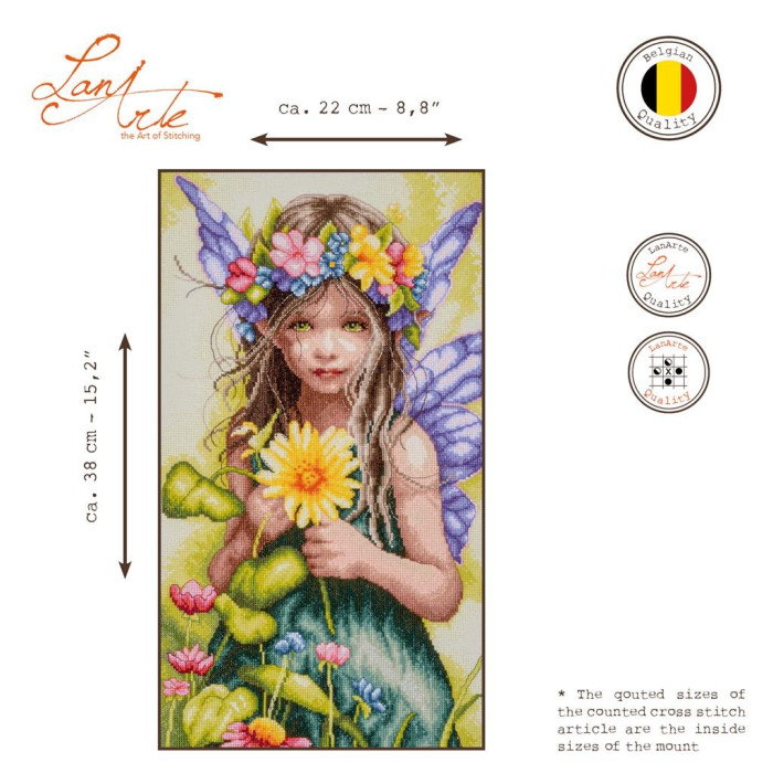 PN-0221123 Lanarte Набір для вишивки рахунковим хрестиком - Фантазія: Маленький страж Флори 22x38 см, Evenweave №27