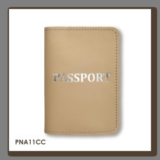 PNA11CC Babylon Обкладинка для паспорта з написом PASSPORT 10x14 см бежева, срібне тиснення, шкіра
