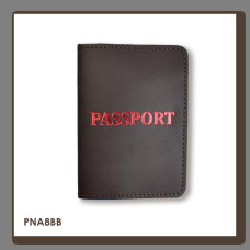 PNA8BB Babylon Обкладинка для паспорта з написом PASSPORT 10x14 см темно-коричнева, червоне тиснення, шкіра